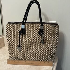 Brighton Tan & Brown Woven Tote | Magnetic Closure